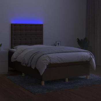 Boxspringbett mit Matratze & LED Dunkelbraun 120x200 cm Stoff