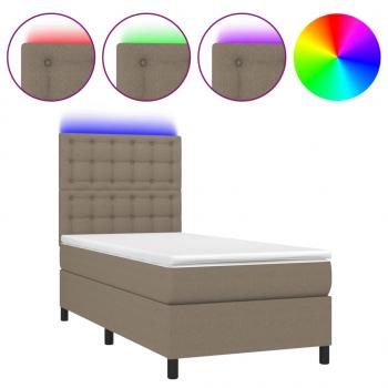 Boxspringbett mit Matratze & LED Taupe 80x200 cm Stoff