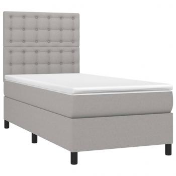 Boxspringbett mit Matratze & LED Hellgrau 100x200 cm Stoff