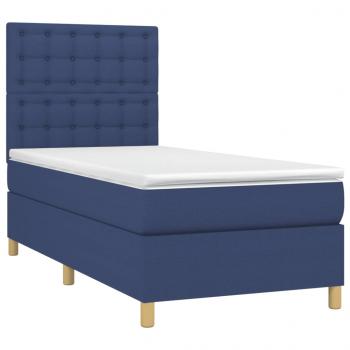 Boxspringbett mit Matratze & LED Blau 80x200 cm Stoff