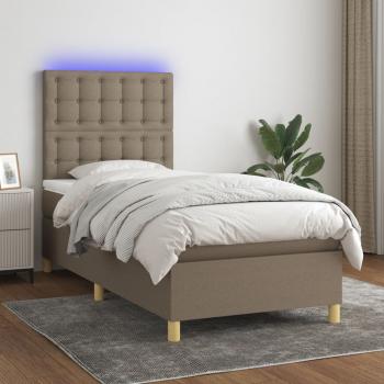 ARDEBO.de - Boxspringbett mit Matratze & LED Taupe 90x200 cm Stoff