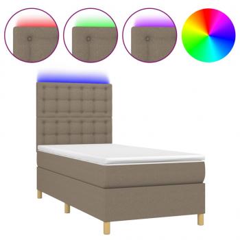 Boxspringbett mit Matratze & LED Taupe 90x200 cm Stoff