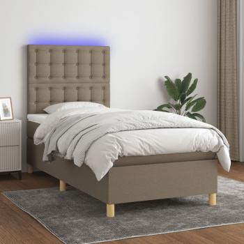 ARDEBO.de - Boxspringbett mit Matratze & LED Taupe 90x190 cm Stoff