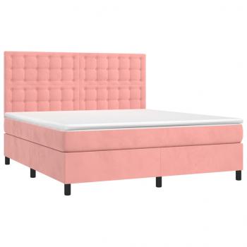 Boxspringbett mit Matratze & LED Rosa 180x200 cm Samt