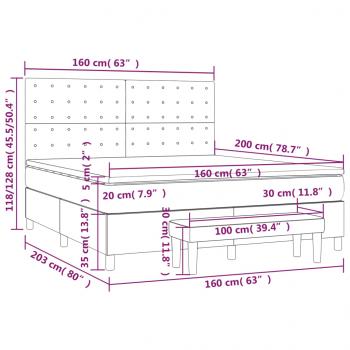 Boxspringbett mit Matratze Dunkelgrau 160x200 cm Stoff