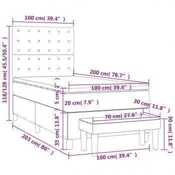 Boxspringbett mit Matratze Hellgrau 100x200 cm Stoff