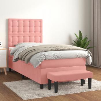 ARDEBO.de - Boxspringbett mit Matratze Rosa 90x190 cm Samt