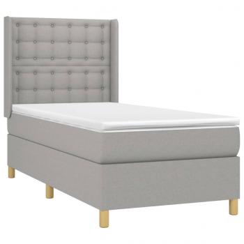 Boxspringbett mit Matratze & LED Hellgrau 100x200 cm Stoff