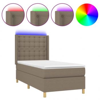 Boxspringbett mit Matratze & LED Taupe 80x200 cm Stoff