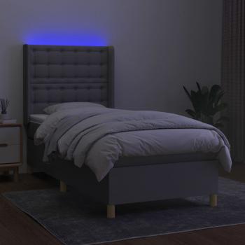 Boxspringbett mit Matratze & LED Hellgrau 80x200 cm Stoff