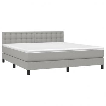 Boxspringbett mit Matratze Hellgrau 160x200 cm Stoff