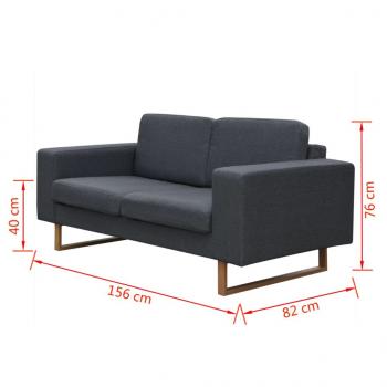 2-Sitzer und 3-Sitzer Sofa Set Dunkelgrau