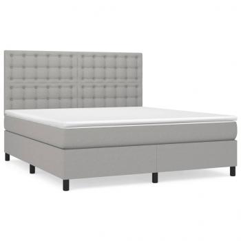 Boxspringbett mit Matratze Hellgrau 160x200 cm Stoff 