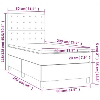 Boxspringbett mit Matratze Dunkelgrau 80x200 cm Stoff