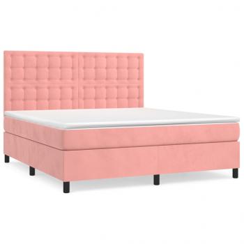 Boxspringbett mit Matratze Rosa 180x200 cm Samt