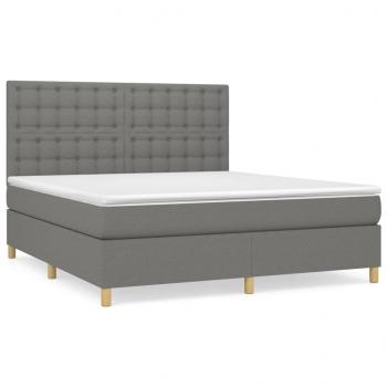 Boxspringbett mit Matratze Dunkelgrau 160x200 cm Stoff