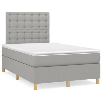 Boxspringbett mit Matratze Hellgrau 120x200 cm Stoff