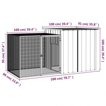 Kaninchenkäfig Anthrazit 200x91x100 cm Verzinkter Stahl