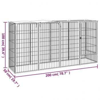 10-tlg. Hundelaufstall Schwarz 50x100cm Stahl Pulverbeschichtet