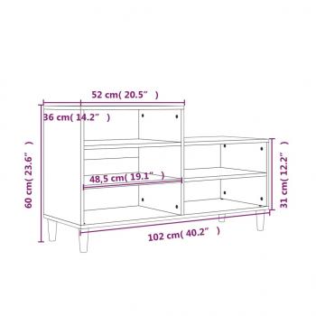 Schuhregal Betongrau 102x36x60 cm Holzwerkstoff