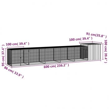 Hühnerkäfig Grau 600x91x100 cm Verzinkter Stahl