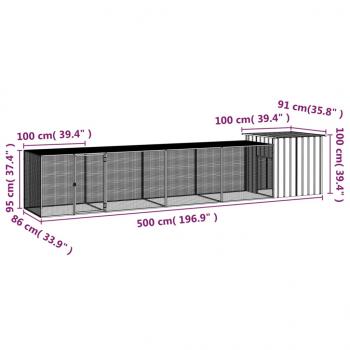 Hühnerkäfig Grau 500x91x100 cm Verzinkter Stahl