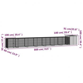 Hühnerkäfig Grau 800x91x100 cm Verzinkter Stahl