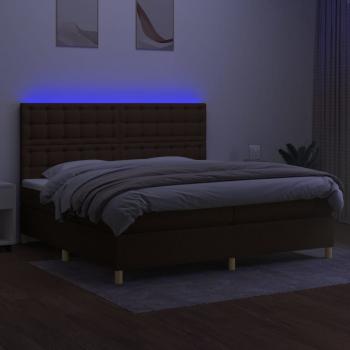 Boxspringbett mit Matratze & LED Dunkelbraun 200x200 cm Stoff