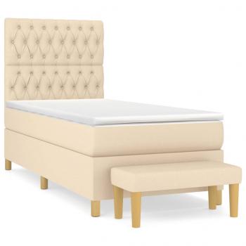 Boxspringbett mit Matratze Creme 90x200 cm Stoff