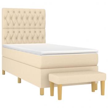 Boxspringbett mit Matratze Creme 100x200 cm Stoff