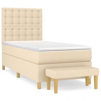 Boxspringbett mit Matratze Creme 90x190 cm Stoff