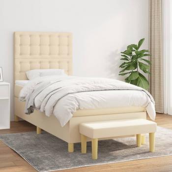 ARDEBO.de - Boxspringbett mit Matratze Creme 90x200 cm Stoff