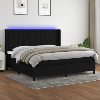 ARDEBO.de - Boxspringbett mit Matratze & LED Schwarz 200x200 cm Stoff