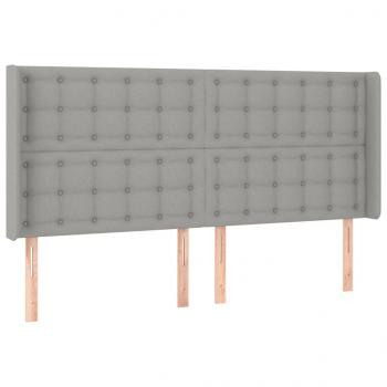 Boxspringbett mit Matratze & LED Hellgrau 200x200 cm Stoff 