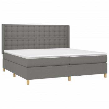 Boxspringbett mit Matratze & LED Dunkelgrau 200x200 cm Stoff