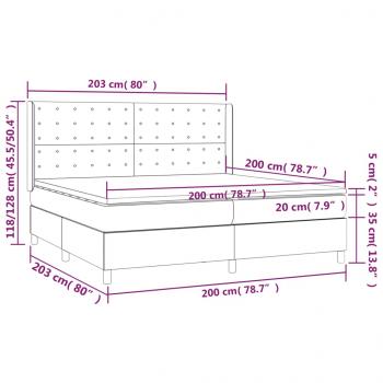 Boxspringbett mit Matratze & LED Dunkelgrau 200x200 cm Stoff