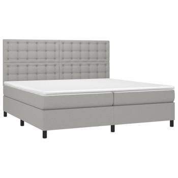 Boxspringbett mit Matratze Hellgrau 200x200 cm Stoff