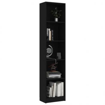 Bücherregal 5 Fächer Schwarz 40x24x175 cm Holzwerkstoff