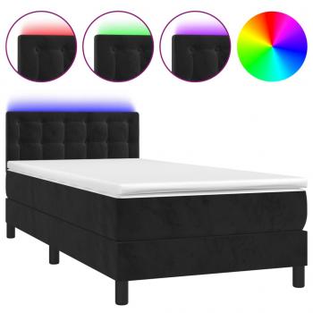 Boxspringbett mit Matratze & LED Schwarz 100x200 cm Samt