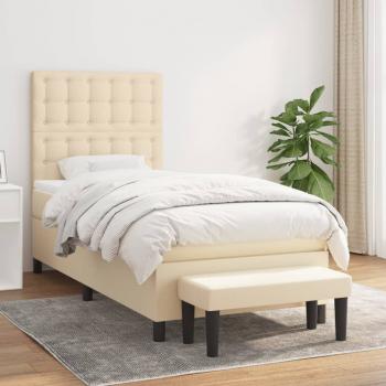 ARDEBO.de - Boxspringbett mit Matratze Creme 100x200 cm Stoff