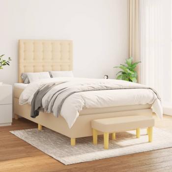 ARDEBO.de - Boxspringbett mit Matratze Creme 120x200 cm Stoff