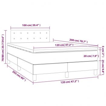 Boxspringbett mit Matratze Weiß 120x200 cm Kunstleder