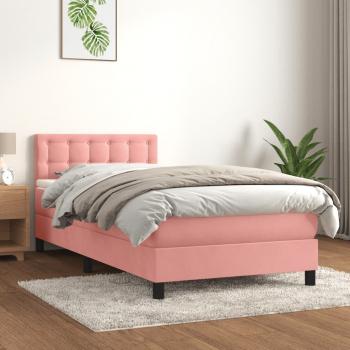 ARDEBO.de - Boxspringbett mit Matratze Rosa 100x200 cm Samt