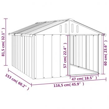 Hundehütte Grau 116,5x153x81,5 cm Verzinkter Stahl