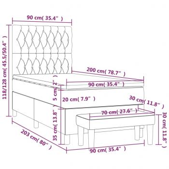 Boxspringbett mit Matratze Taupe 90x200 cm Stoff