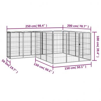 18-tlg. Hundelaufstall Schwarz 50x100cm Stahl Pulverbeschichtet