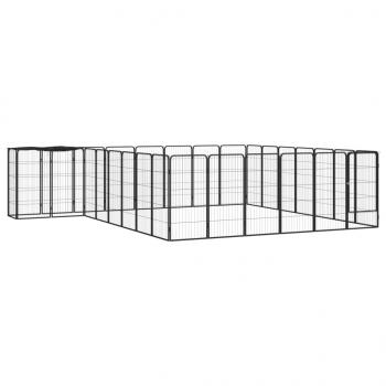 ARDEBO.de - 30-tlg. Hundelaufstall Schwarz 50x100cm Stahl Pulverbeschichtet