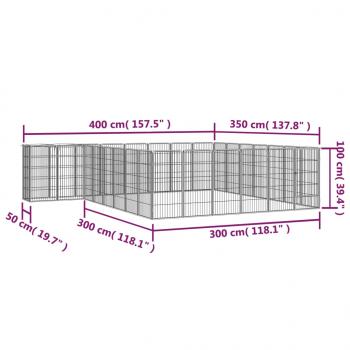 30-tlg. Hundelaufstall Schwarz 50x100cm Stahl Pulverbeschichtet