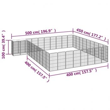 38-tlg. Hundelaufstall Schwarz 50x100cm Stahl Pulverbeschichtet