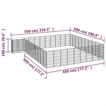 42-tlg. Hundelaufstall Schwarz 50x100cm Stahl Pulverbeschichtet